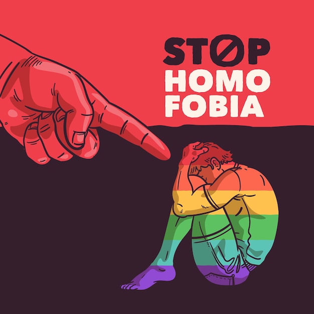 Vector gratuito concepto de discriminación para el movimiento de homofobia.