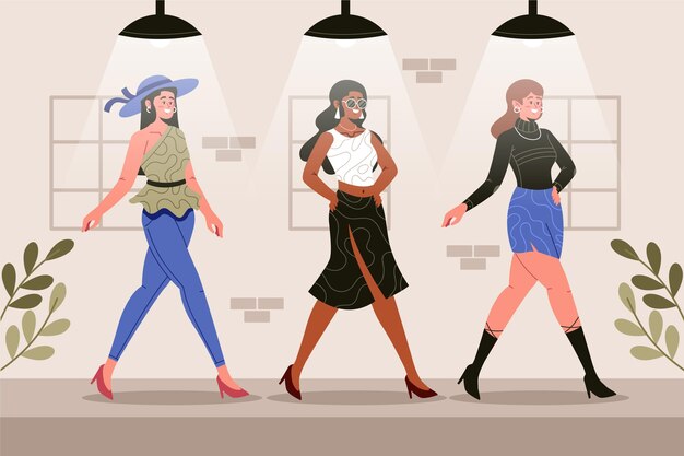 Concepto de diseñador de moda dibujado a mano plana
