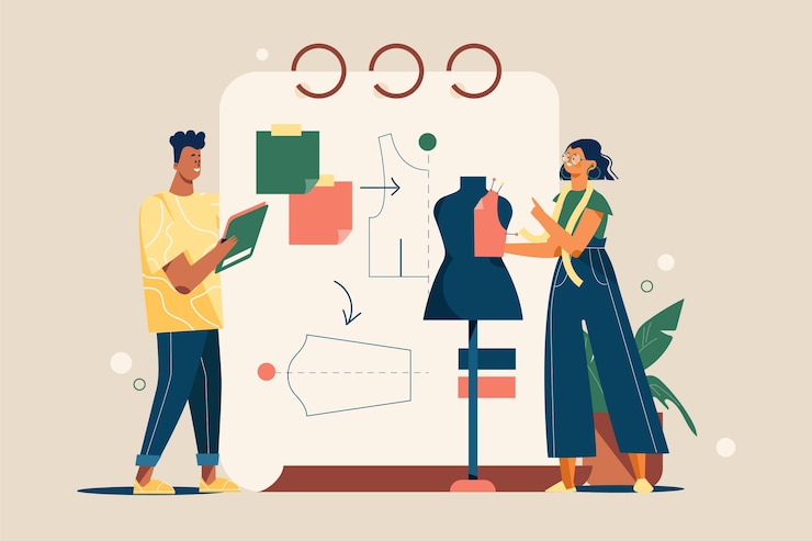 Vector gratuito concepto de diseñador de moda dibujado a mano