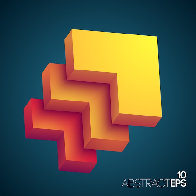 Concepto de diseño abstracto con capas gradientes rectangulares coloreadas de amarillo a naranja