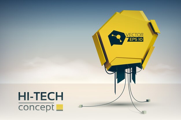 Concepto de diseño de alta tecnología con máquina tecnológica en estilo futurista