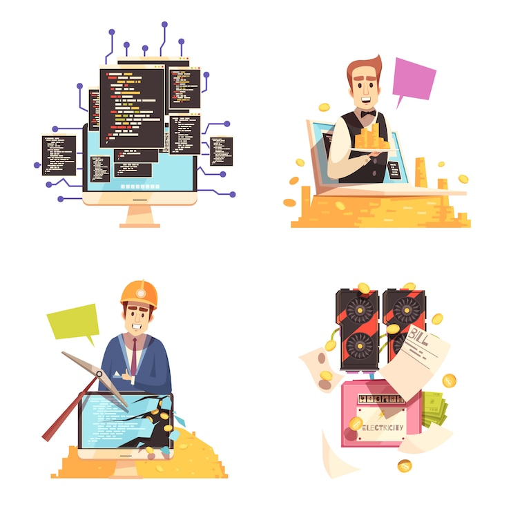 Vector gratuito concepto de diseño de criptomoneda 2x2
