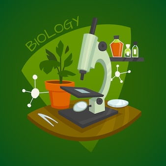 Concepto de diseño del espacio de trabajo del laboratorio de biología |  Vector Gratis