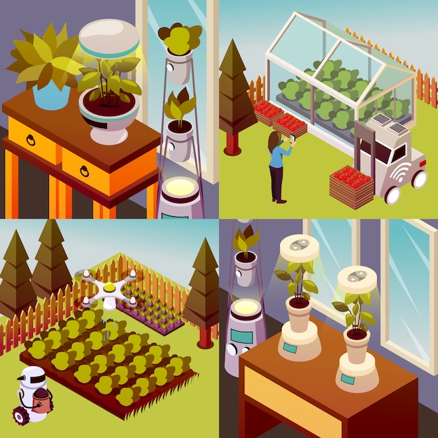 Concepto de diseño de granja robotizada