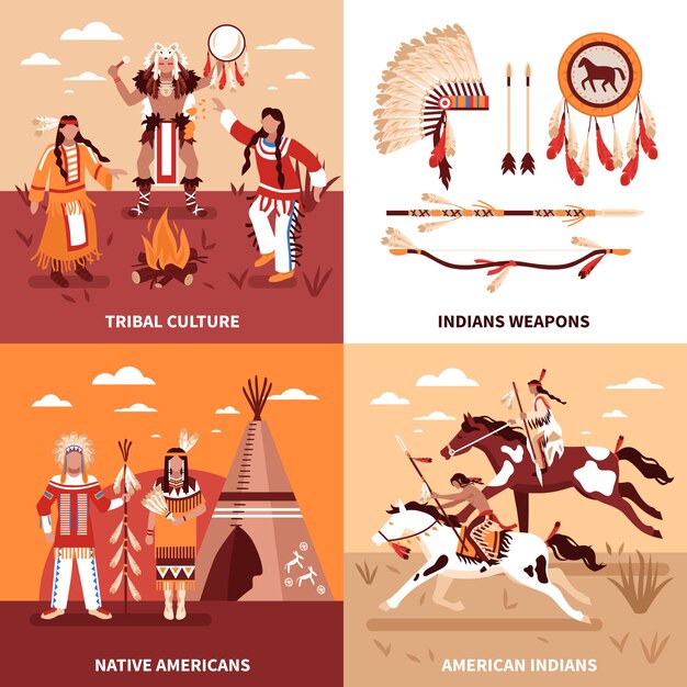 Concepto de diseño de ilustración de indios americanos