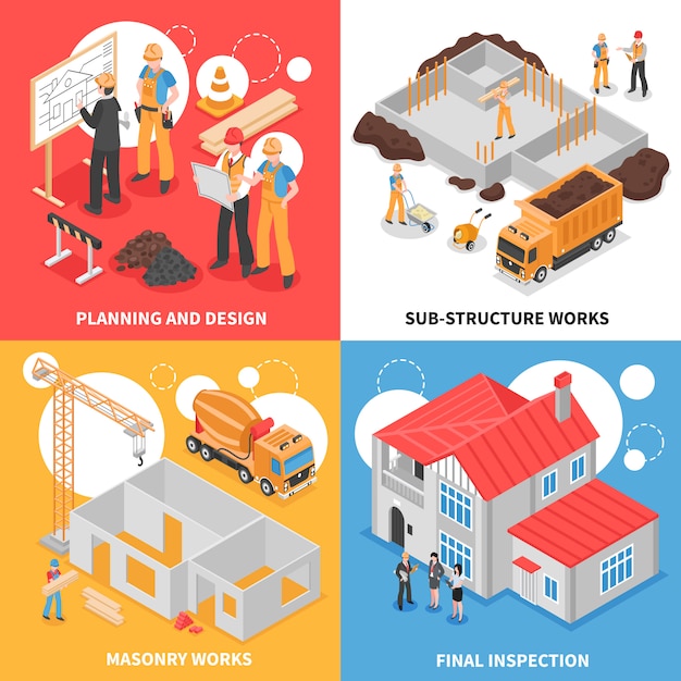 Concepto de diseño isométrico del edificio
