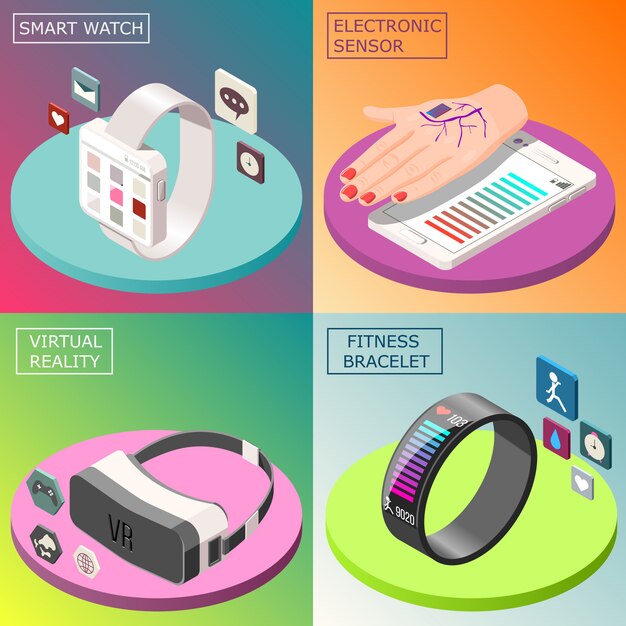 Concepto de diseño isométrico de electrónica portátil