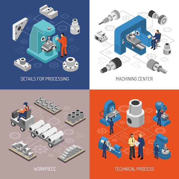 Concepto de diseño isométrico de la industria pesada