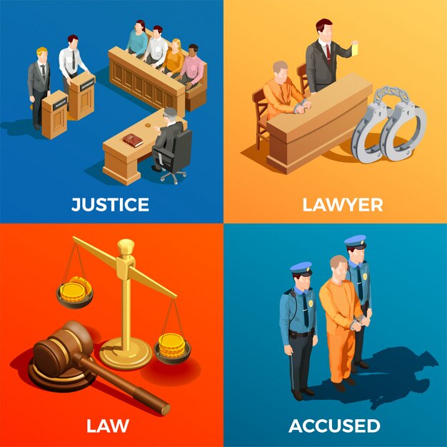 Concepto de diseño isométrico de justicia