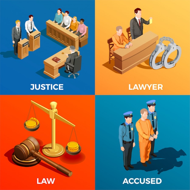 Concepto de diseño isométrico de justicia