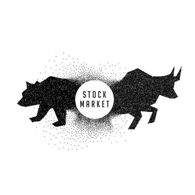 Vector gratuito concepto de diseño del mercado de valores que muestra el toro y el oso