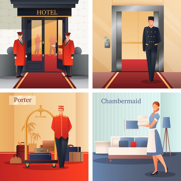 Vector gratuito concepto de diseño del personal del hotel