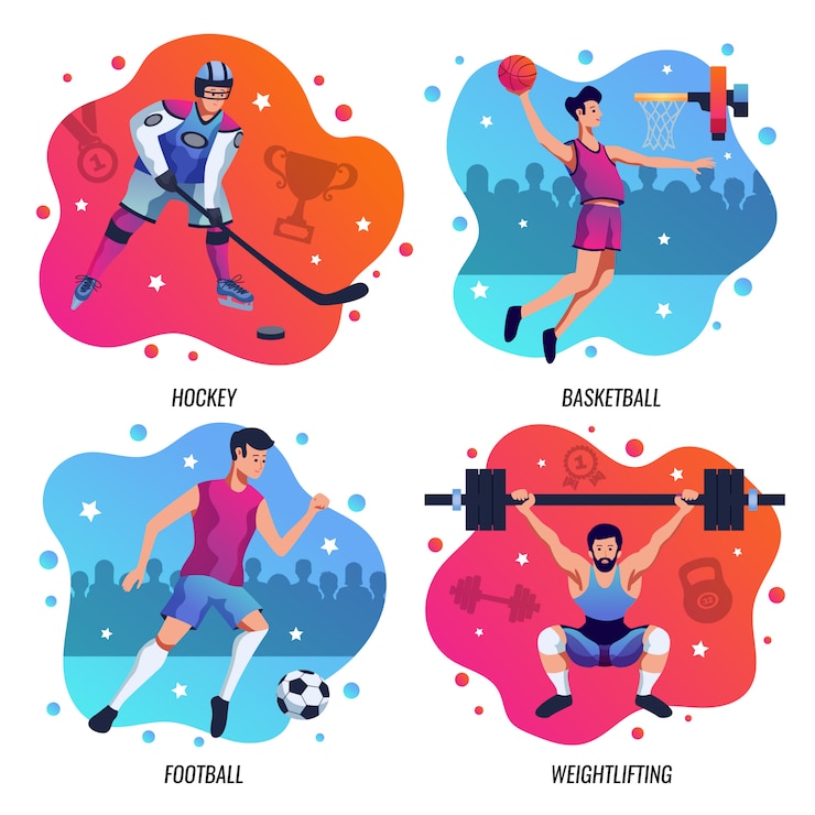 Vector gratuito concepto de diseño de personas en el deporte 2x2