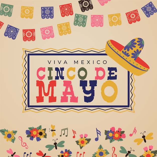 Concepto de diseño plano cinco de mayo