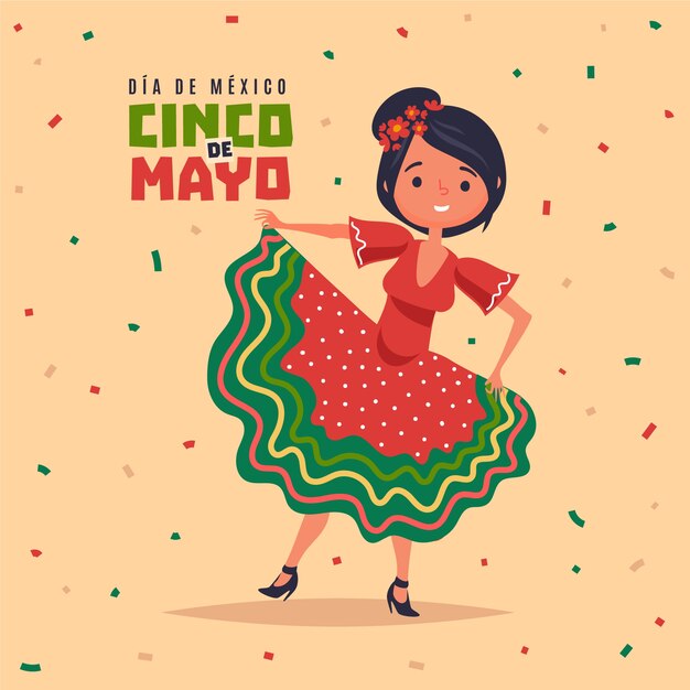 Concepto de diseño plano cinco de mayo