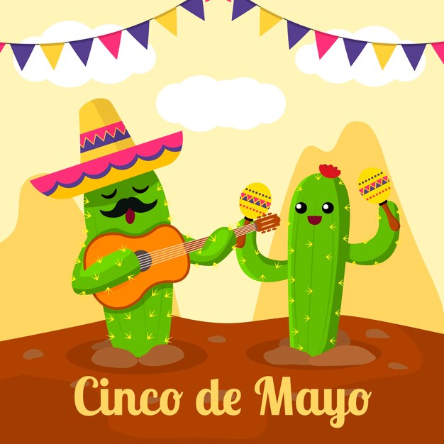 Concepto de diseño plano cinco de mayo