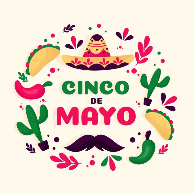Concepto de diseño plano cinco de mayo