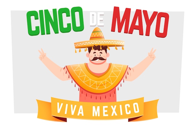 Concepto de diseño plano cinco de mayo