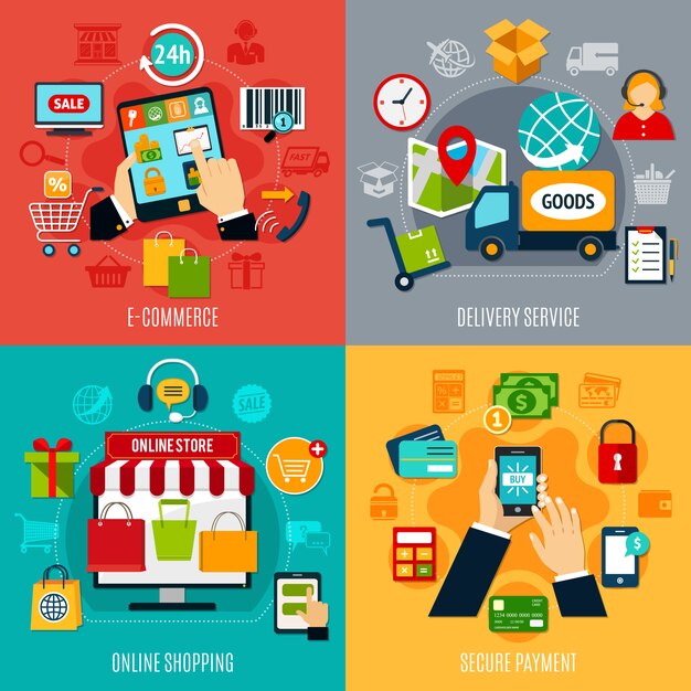 Concepto de diseño plano de comercio electrónico