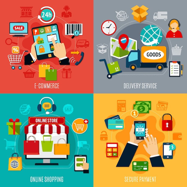 Concepto de diseño plano de comercio electrónico