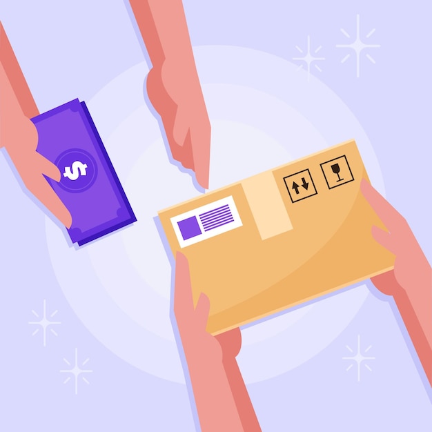 Concepto de diseño plano contra reembolso
