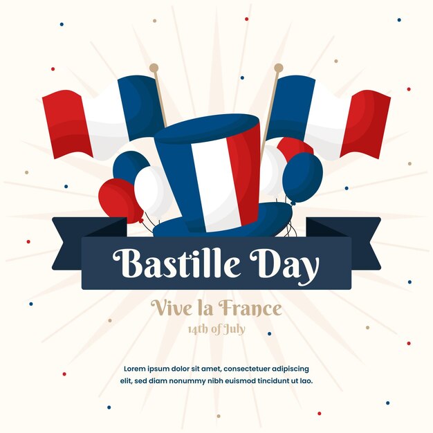 Concepto de diseño plano día de la bastilla