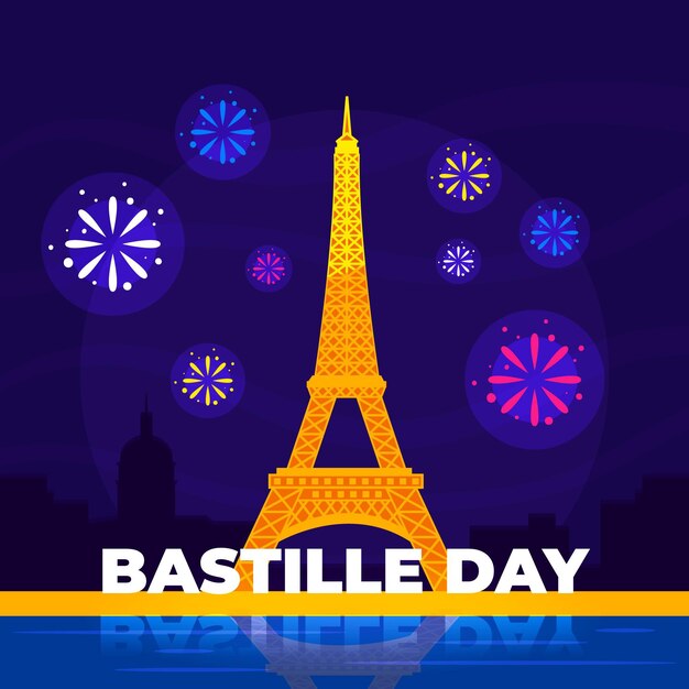 Concepto de diseño plano día de la bastilla