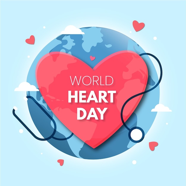 Vector gratuito concepto de diseño plano del día mundial del corazón