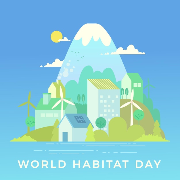 Concepto de diseño plano del día mundial del hábitat