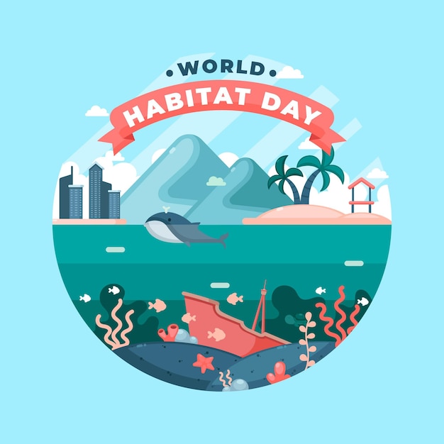 Vector gratuito concepto de diseño plano del día mundial del hábitat