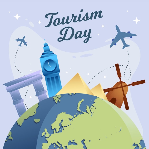 Concepto de diseño plano del día mundial del turismo