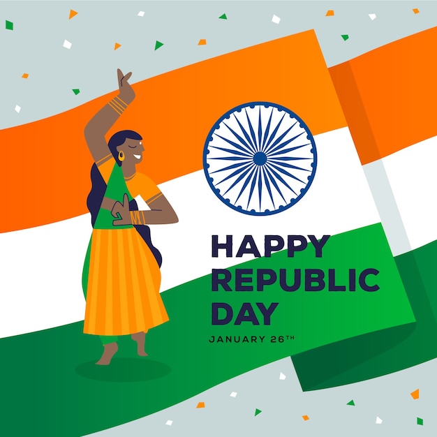 Concepto de diseño plano del día de la república india