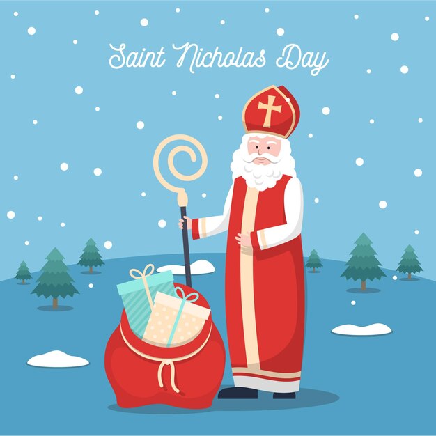 Concepto de diseño plano del día de san nicolás