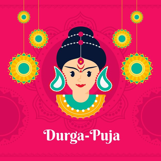 Concepto de diseño plano durga puja