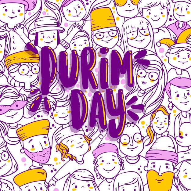 Concepto de diseño plano feliz día de purim