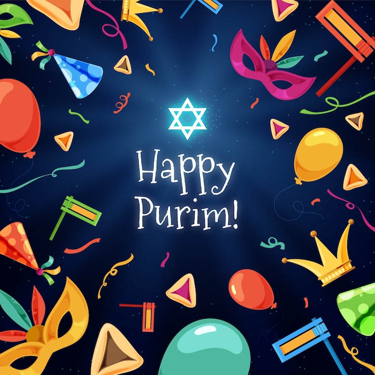 Vector gratuito concepto de diseño plano feliz día de purim