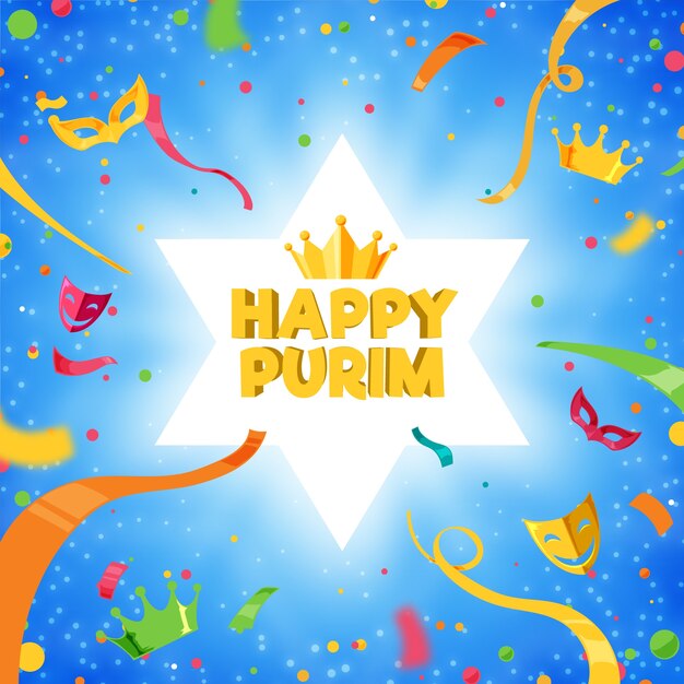 Concepto de diseño plano feliz día de purim