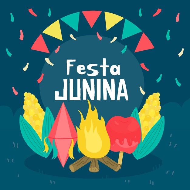 Concepto de diseño plano festa junina
