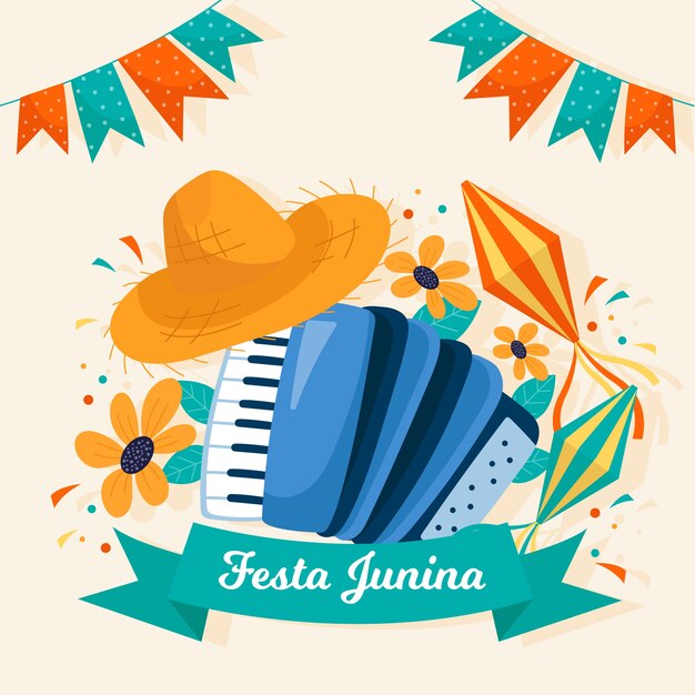 Vector gratuito concepto de diseño plano festa junina