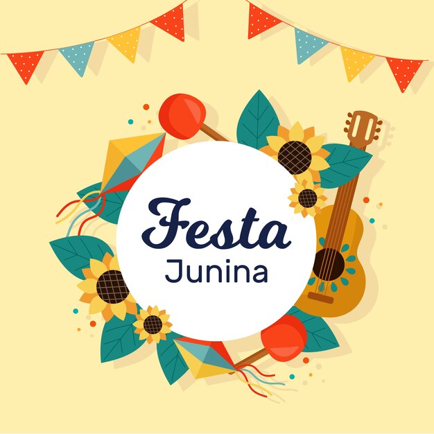 Concepto de diseño plano festa junina