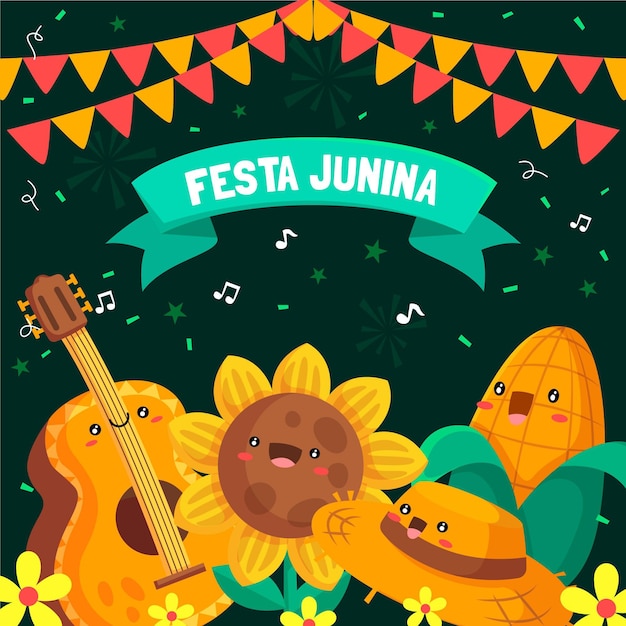 Concepto de diseño plano festa junina