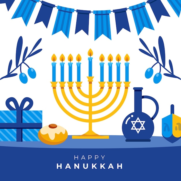 Concepto de diseño plano de hanukkah