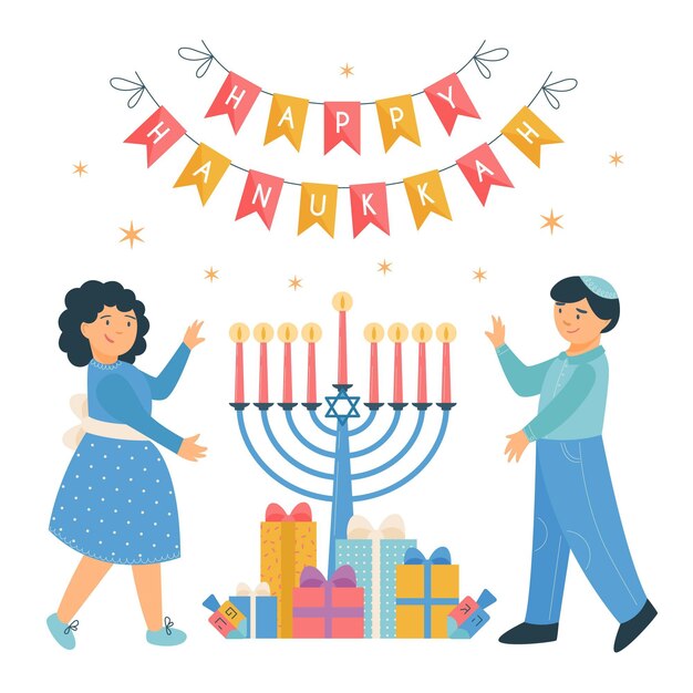 Concepto de diseño plano de hanukkah