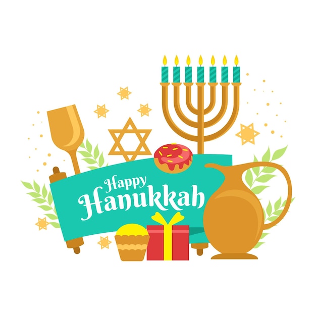 Concepto de diseño plano de hanukkah