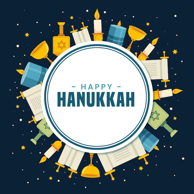 Vector gratuito concepto de diseño plano de hanukkah