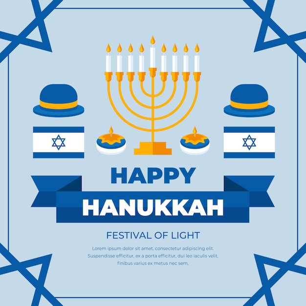 Vector gratuito concepto de diseño plano de hanukkah