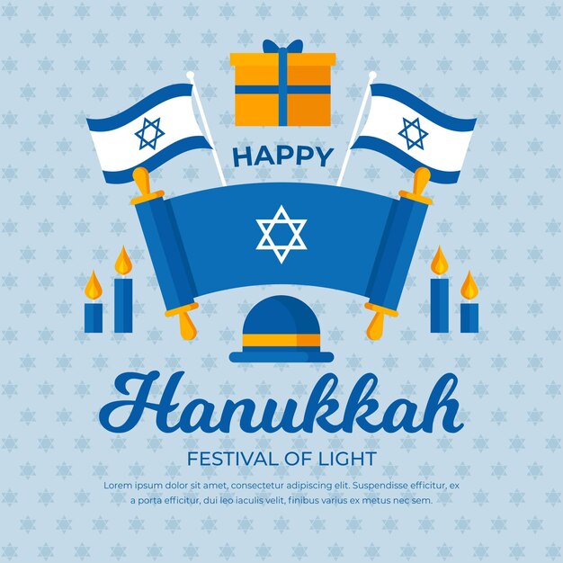 Concepto de diseño plano de hanukkah