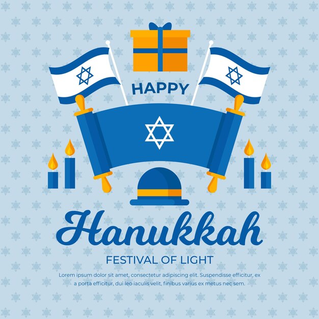 Vector gratuito concepto de diseño plano de hanukkah