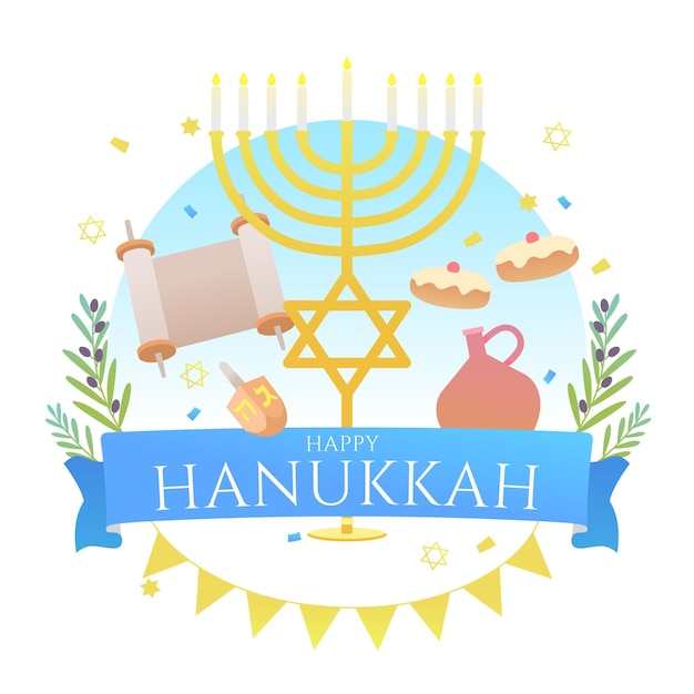 Concepto de diseño plano de hanukkah