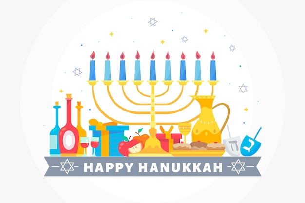 Concepto de diseño plano de hanukkah